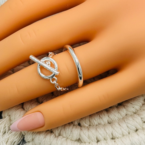 925 Open Minimalist Retro Chain Ring - Picture 3 of 6